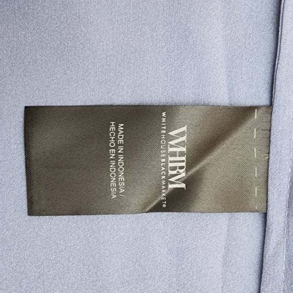 WHBM Long Sleeve Collar Pocket Shirt Button-Up in Steel Blue Satin Sz L  NWT - Picture 6 of 15